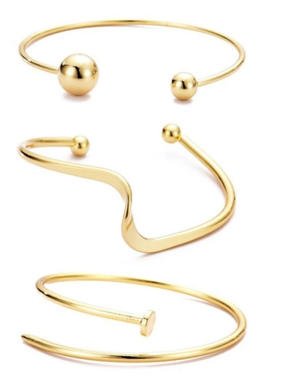 Adornia Gold Plated 3-Cuff Set